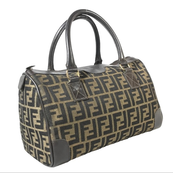 AUTH Fendi Zucca Canvas Boston Bag Handbag - Picture 2 of 8